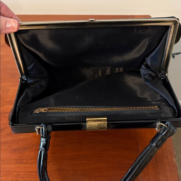 vintage Black Patent Leather Clutch - Picture 7 of 12